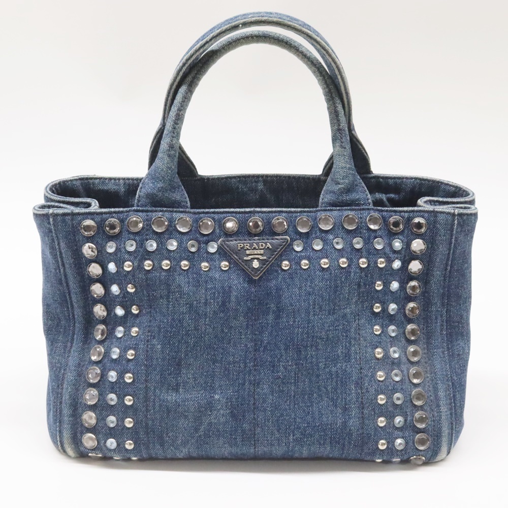 ショルダーベルト欠品】 PRADA プラダ カナパ デニム スタッズ