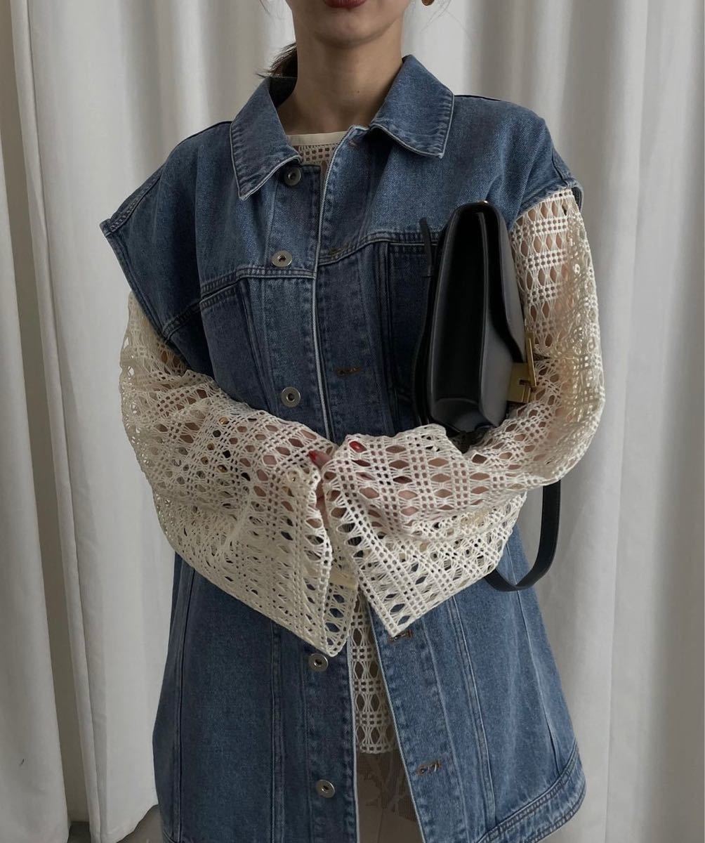 Ameri (アメリ) MESH LAYERED DENIM JACKET sakumoto.co.jp