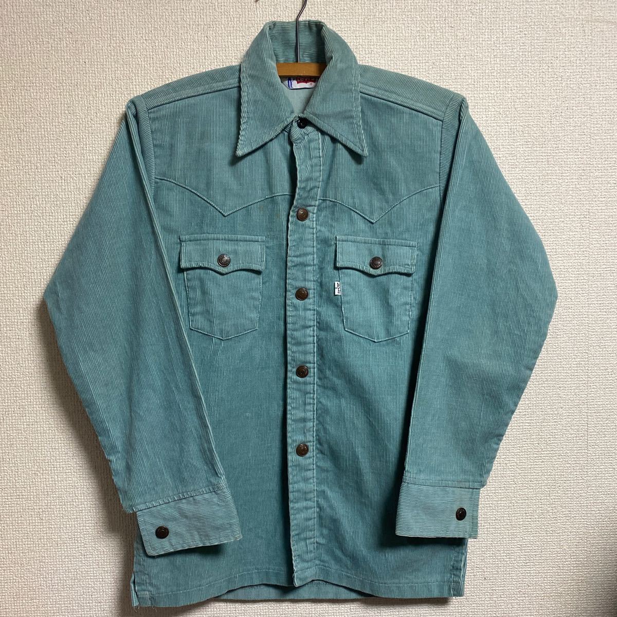 2022新入荷 70s Levi's ウエスタンシャツ ターコイズ コーデュロイ