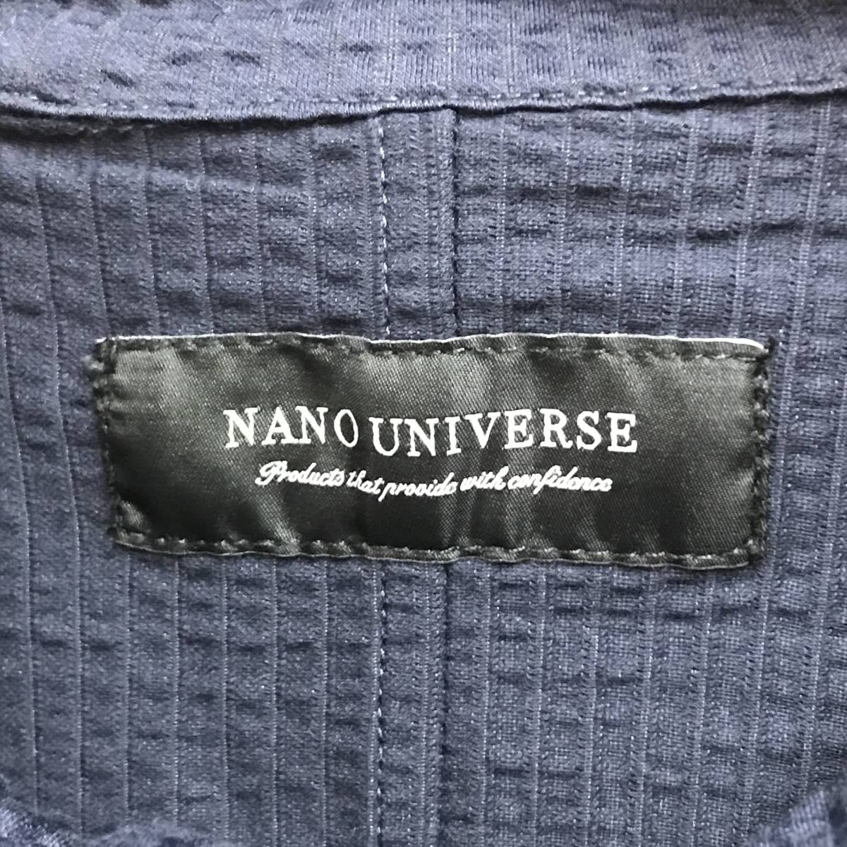 未使用 /S/ nano universe ネイビー ニットサッカー ジップパーカー フード トップス 長袖 ポケット メンズ レディース 紺 ナノユニバース_画像2