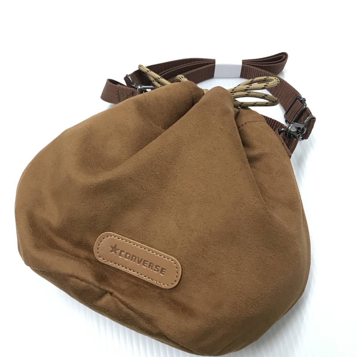  unused CONVERSE boa pouch bag beige Logo discount cord lady's men's pocket shoulder bag reversible .... Converse 