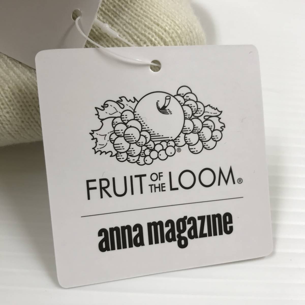 未使用 FRUIT OF THE LOOM ホワイト ニットキャップ メンズ レディース アウトドア タグ ロゴ アンナマガジン コラボ フルーツオブザルーム_画像6