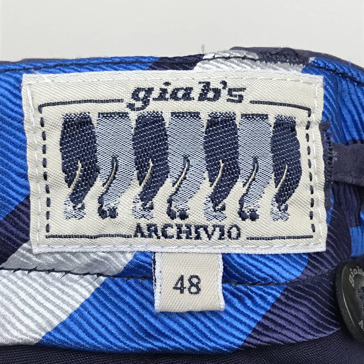 未使用品 /48/ giab's ARCHIVIO ブルー 1プリーツ シャカヌメコットンパンツ タグ フォーマル ビジネス メンズ 青色 ジャブスアルキヴィオ_画像8