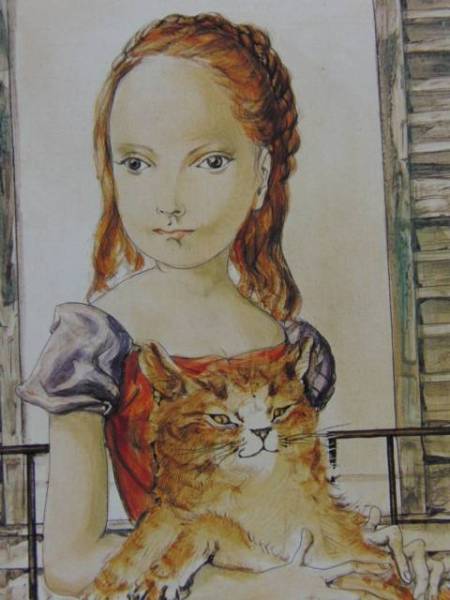  wistaria rice field .., cat . young lady, rare book of paintings in print .., version on autographed, new goods high class frame attaching, condition excellent, free shipping,wanko