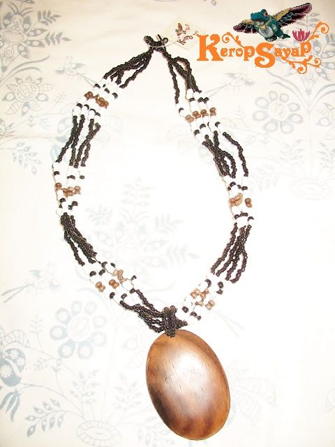  oval type wood × beads necklace B metal unused Asian ethnic race Africa mbohemi Anne hipi- natural wooden burr miscellaneous goods 