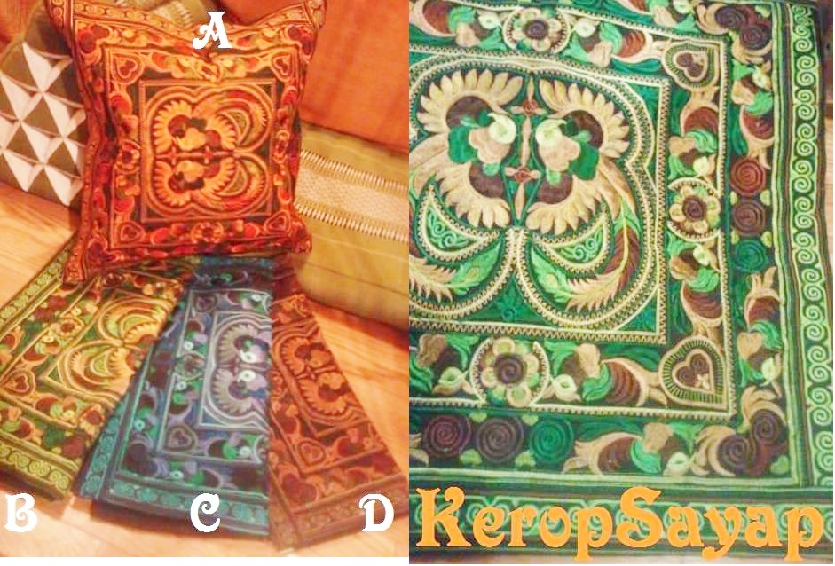 豪華刺繍☆チャイニーズモン族クッションカバーＢ・45×45cm・アジアンエスニックインテリア雑貨　タペストリー　壁飾り_出品のお色はＢです