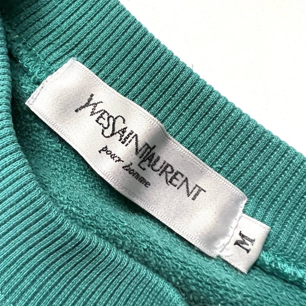 【送料無料】Yves Saint Laurent イブサンローラン　ロゴ刺繍　スウェット　緑　ミントグリーン　トレーナー　YSL メンズ