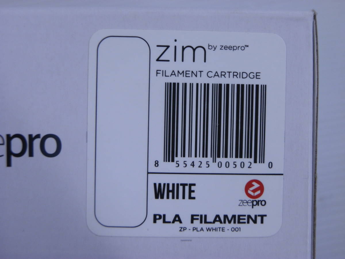 A【新品/未使用/未開封/WHITE・白】zim by zeepro 3Dプリンター フィラメント カートリッジ zp-pla white 001 PLA plastic Filament_画像4