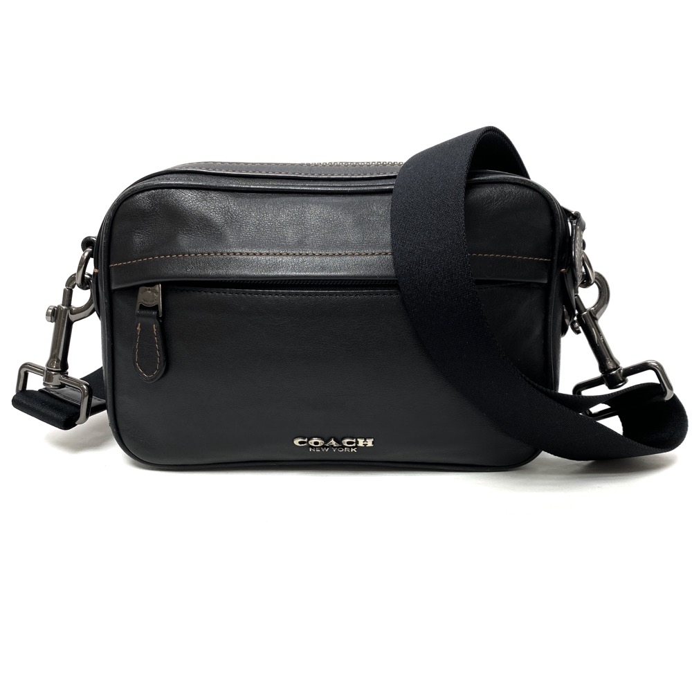 ◇COACH コーチ ショルダーバッグ◇ ブラック レザー メンズ 斜め掛け
