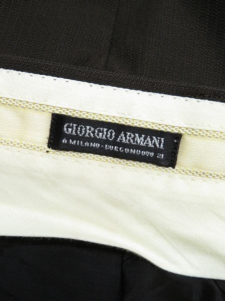 T130/ GIORGIO ARMANI スラックス パンツ トラウザー ストライプ 1タック 裾ダブル 50 XL ブラウン 大きいサイズ_画像7