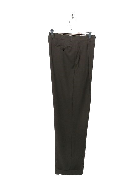 T130/ GIORGIO ARMANI スラックス パンツ トラウザー ストライプ 1タック 裾ダブル 50 XL ブラウン 大きいサイズ_画像3