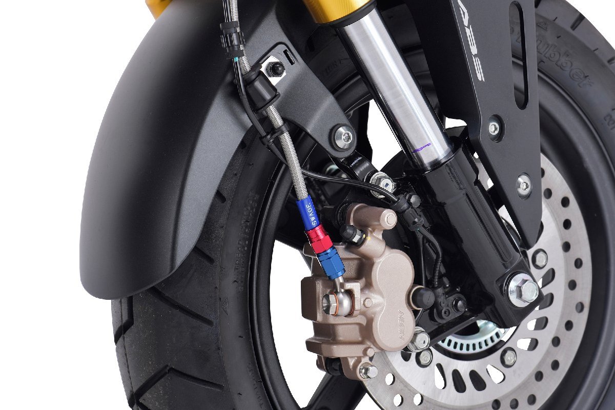 スウェッジラインプロ フロントホースキット アルミ HONDA GROM 21 レッド&ブルー_画像3