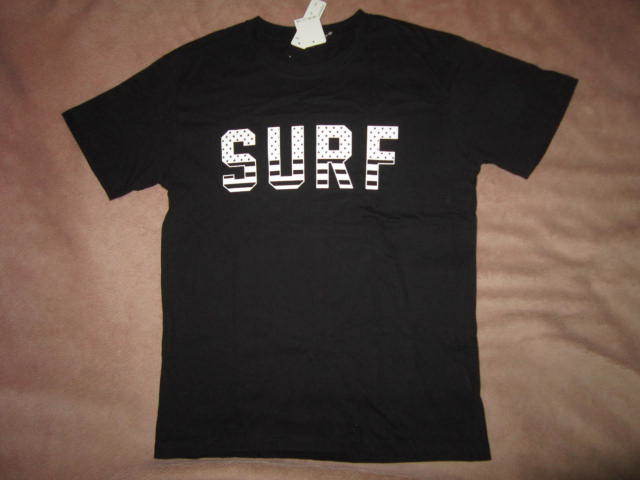 超レア！新品！ SURF サーフ デカロゴ 半袖 Tシャツ 黒 L サーファー サーフィン_画像1