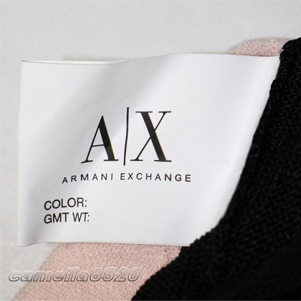 アルマーニエクスチェンジ ARMANI EXCHANGE ニット セーター 半袖 トップ ピンク系の薄色 / ブラック サイズ L 未使用 展示品 レディース_画像3