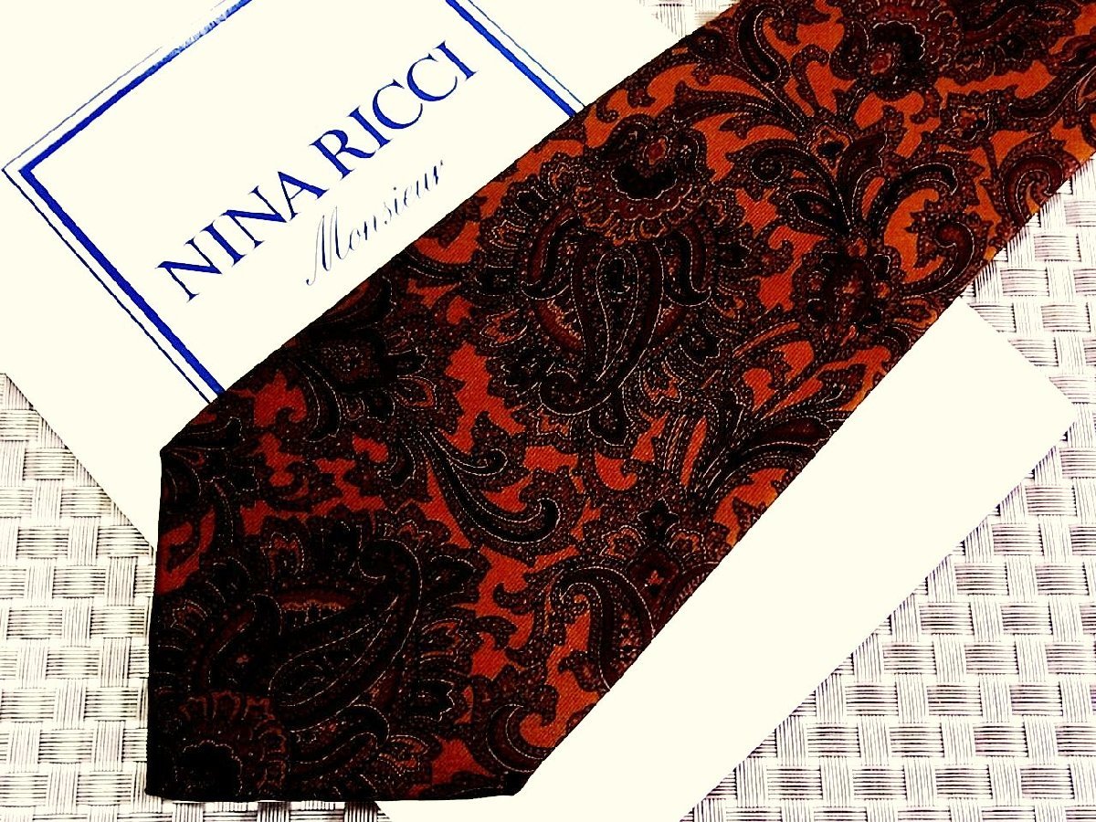 ♪29039C♪良品【刺繍 ペイズリー 柄】ニナリッチ【NINA RICCI】ネクタイ_画像1