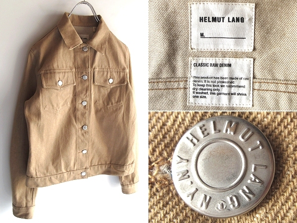 本人期 00s HELMUT LANG ヘルムートラング CLASSIC RAW DENIM カラーデニムジャケット Gジャン 40 ベージュ イタリア製 国内正規品