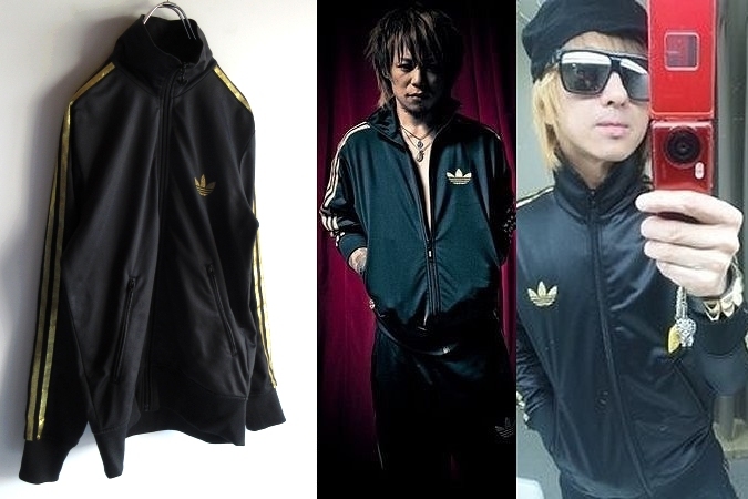 清春 Dir en gray 京着 adidas originals アディダス オリジナルス FIREBIRD TT ファイヤーバード トラックジャケット ジャージ S 黒金_画像1