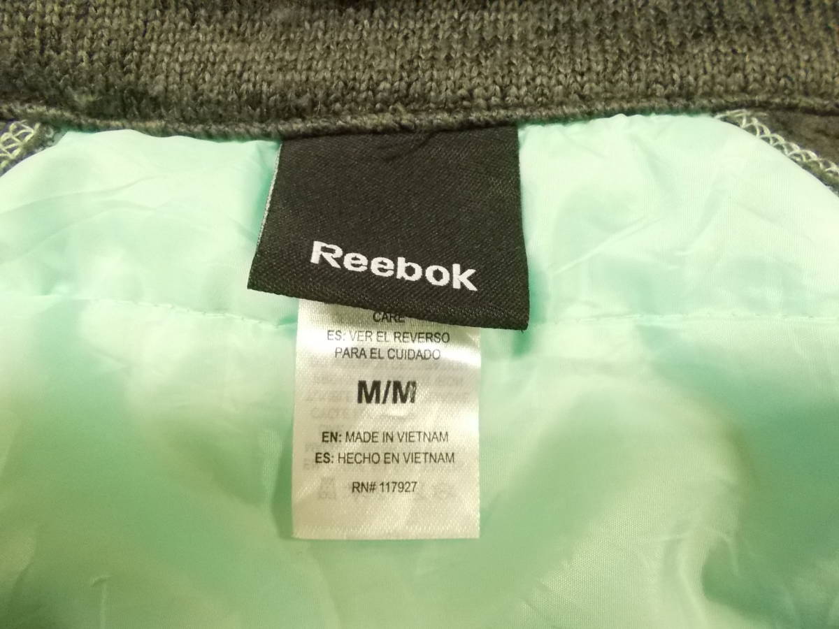 a1189◆Reebok フリース切替ジャケット◆レディースM 海外輸入品 古着 リーボック ジップジャケット グレー色/ミント色系 4J_画像5