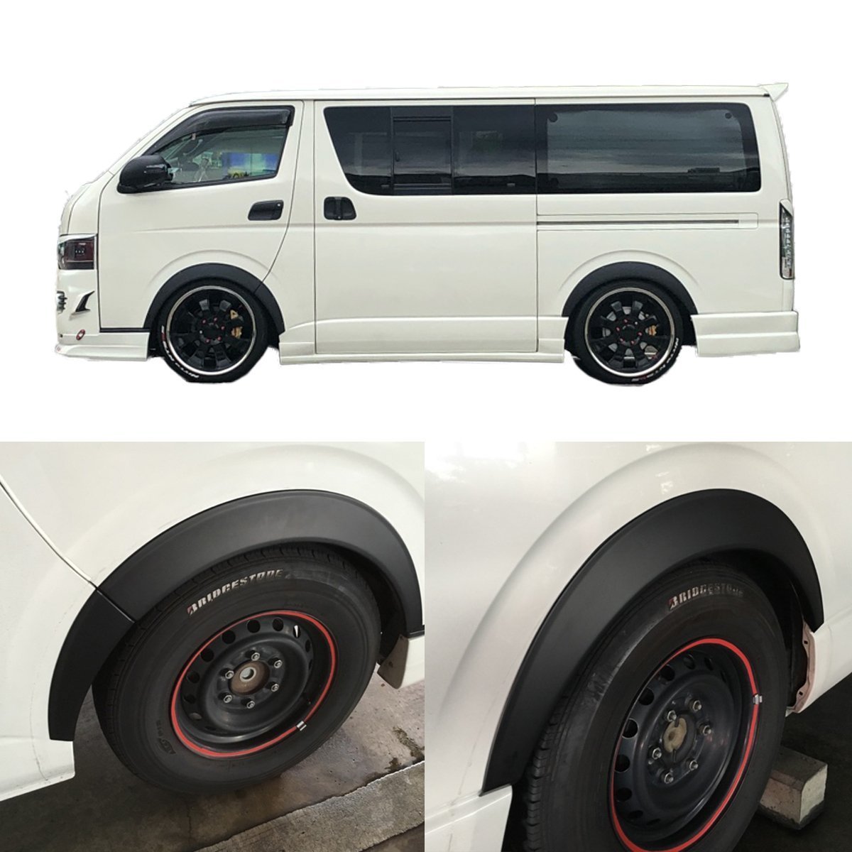 1 jpy ~ selling out HI-02 Hiace 200 series over fender 20. not yet painting ABS resin 6 point set 1 type 2 type 3 type 4 type 5 type first term latter term standard wide 