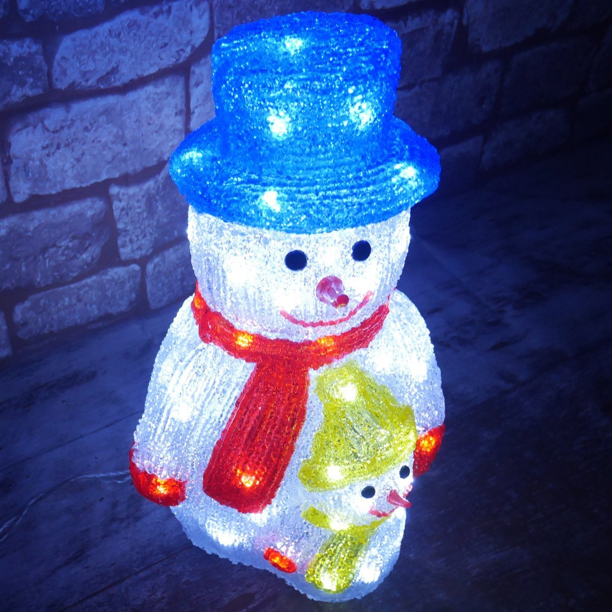 可愛い親子雪だるま スノーマン モチーフライト40cm クリスマス LED