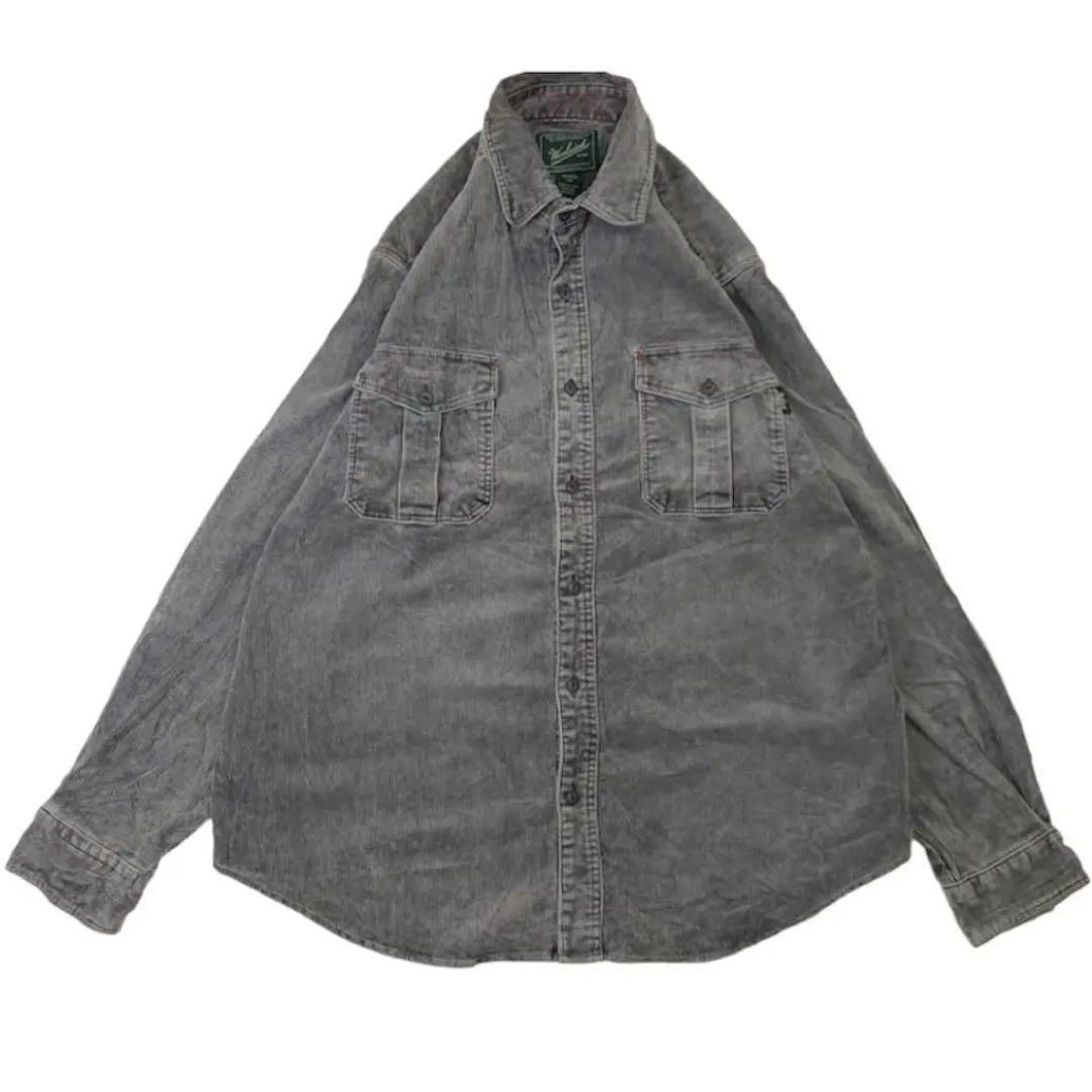 90s WOOLRICH ウールリッチ コーデュロイシャツ グレー