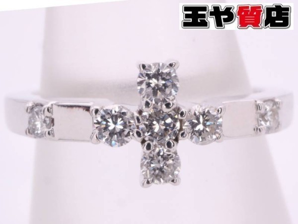 配送員設置 クロス ダイヤ0.20ct 美品 ヴァンドーム青山 リング