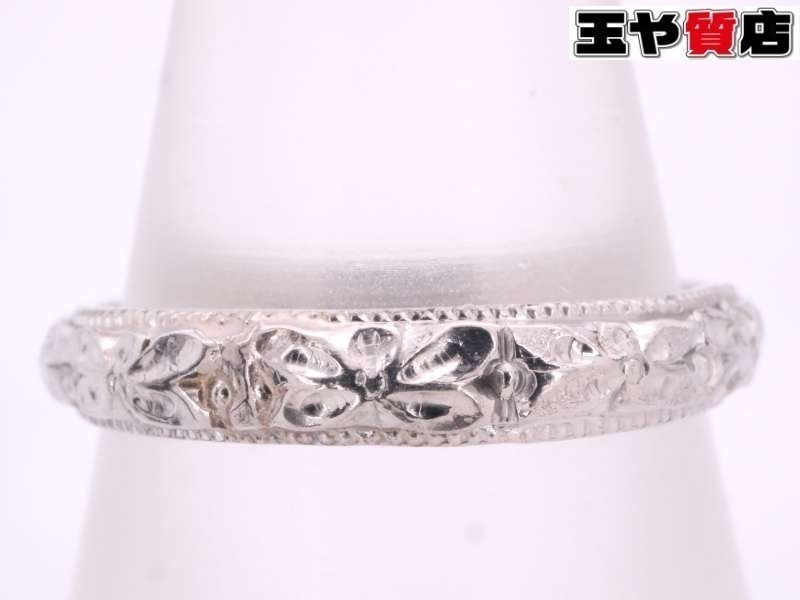 新着商品 リング デザイン 彫り 花柄 11号弱 プラチナ pt900 pm900