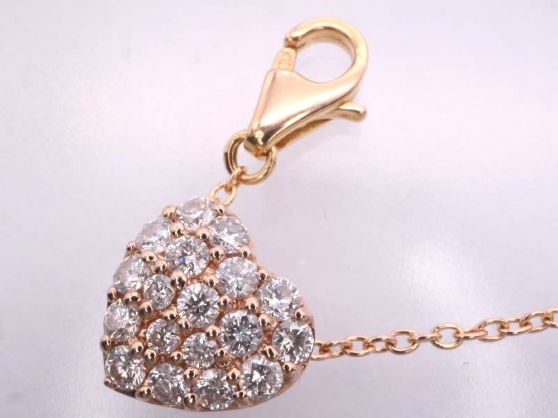  Ponte Vecchio beautiful goods diamond 0.30ct Heart pendant necklace K18PG pink gold 