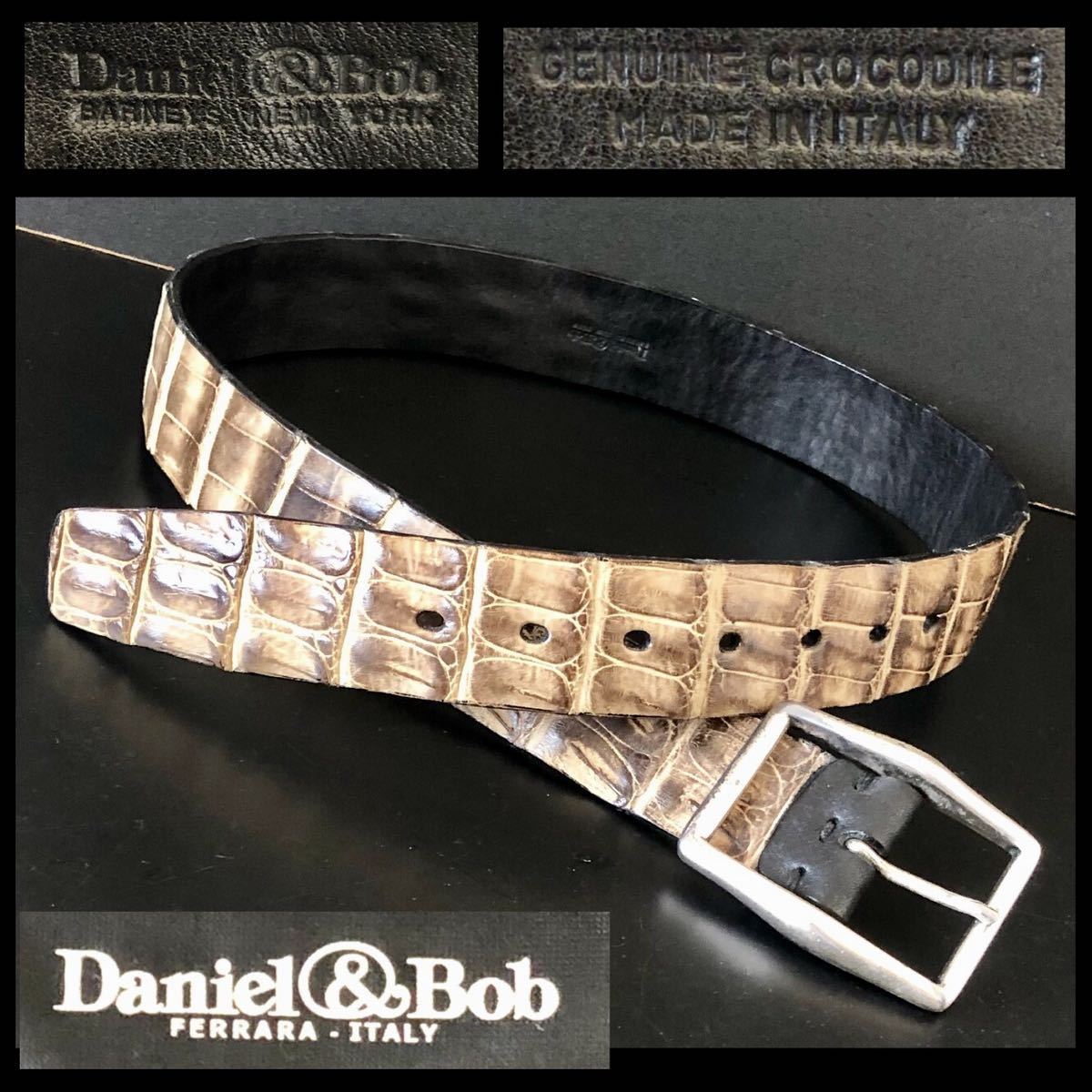 激レア GENUINE CROCODILE★Daniel & Bob /クロコダイル レザーベルト★ITALY エキゾチックレザー 竹腑 イタリア製  D&B ダニエル&ボブ