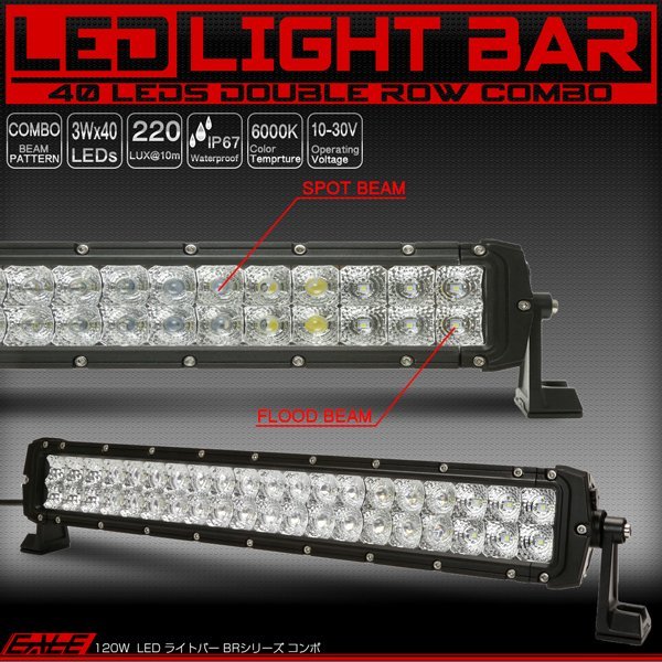 くらしを楽しむアイテム BRシリーズ 120W 24インチ LEDライトバー 30度スポット&60度ワイド P-456 12V/24V対応 IP67 作業灯 ワークライト コンボビームパターン 電装品 くらしを楽しむアイテム BRシリーズ 120W 24インチ LEDライトバー 30度スポット&60度ワイド P-456 12V/24V対応 IP67 作業灯 ワークライト コンボビームパターン 電装品