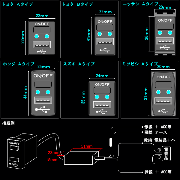 2in1 USB電源&スイッチホールカバー ホンダA 汎用型 I-298_画像3