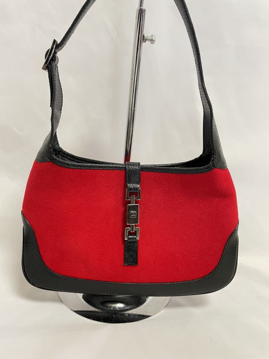 グッチ ジャッキーライン ハンドバッグ 赤 GUCCI フェルト
