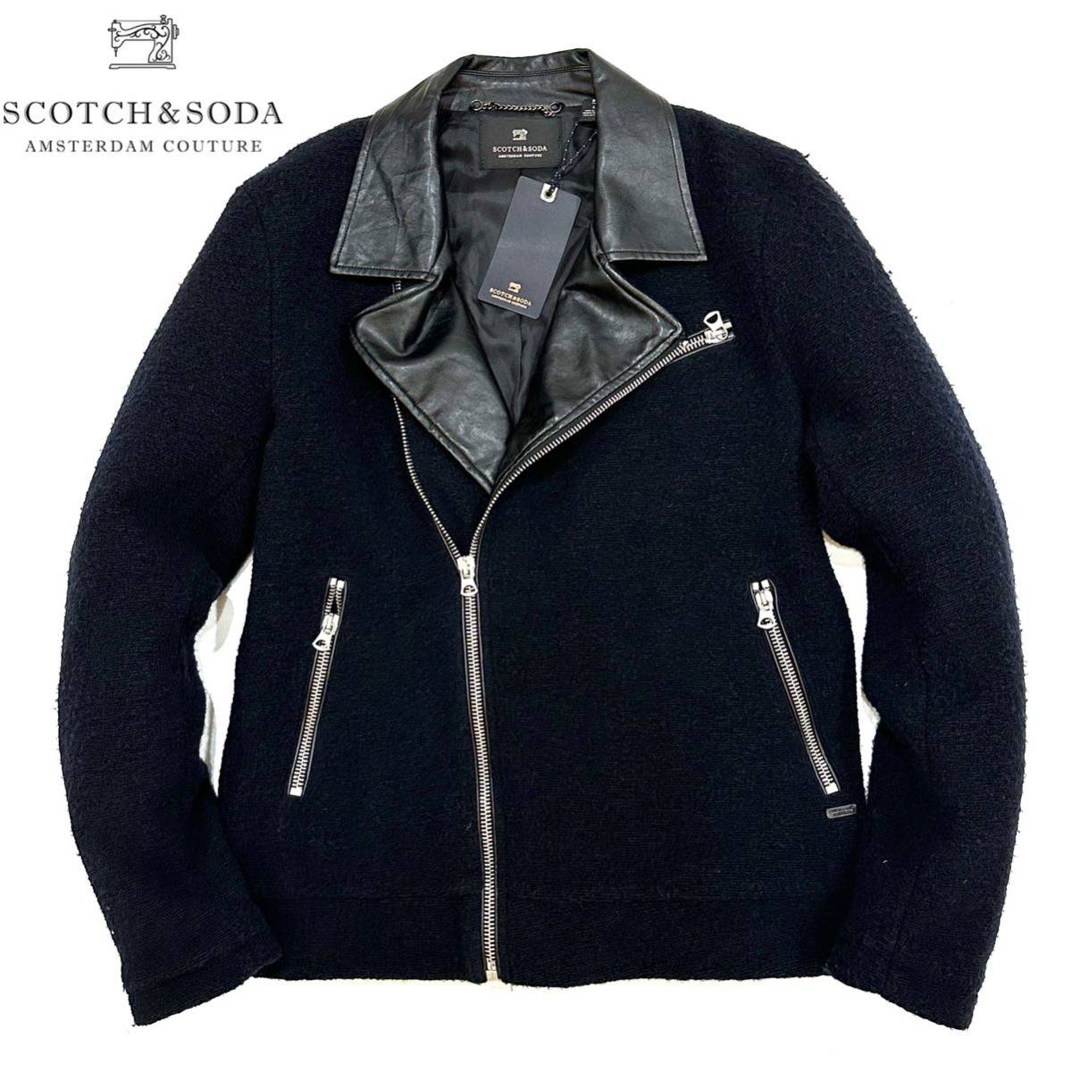 人気特価 コンビ ウール フェイクレザー スコッチ&ソーダ SCOTCH&SODA 未使用!!イタリア製 ダブル アウター ジャケット(L)紺×黒メンズ ライダース Lサイズ 人気特価 コンビ ウール フェイクレザー スコッチ&ソーダ SCOTCH&SODA 未使用!!イタリア製 ダブル アウター ジャケット(L)紺×黒メンズ ライダース Lサイズ