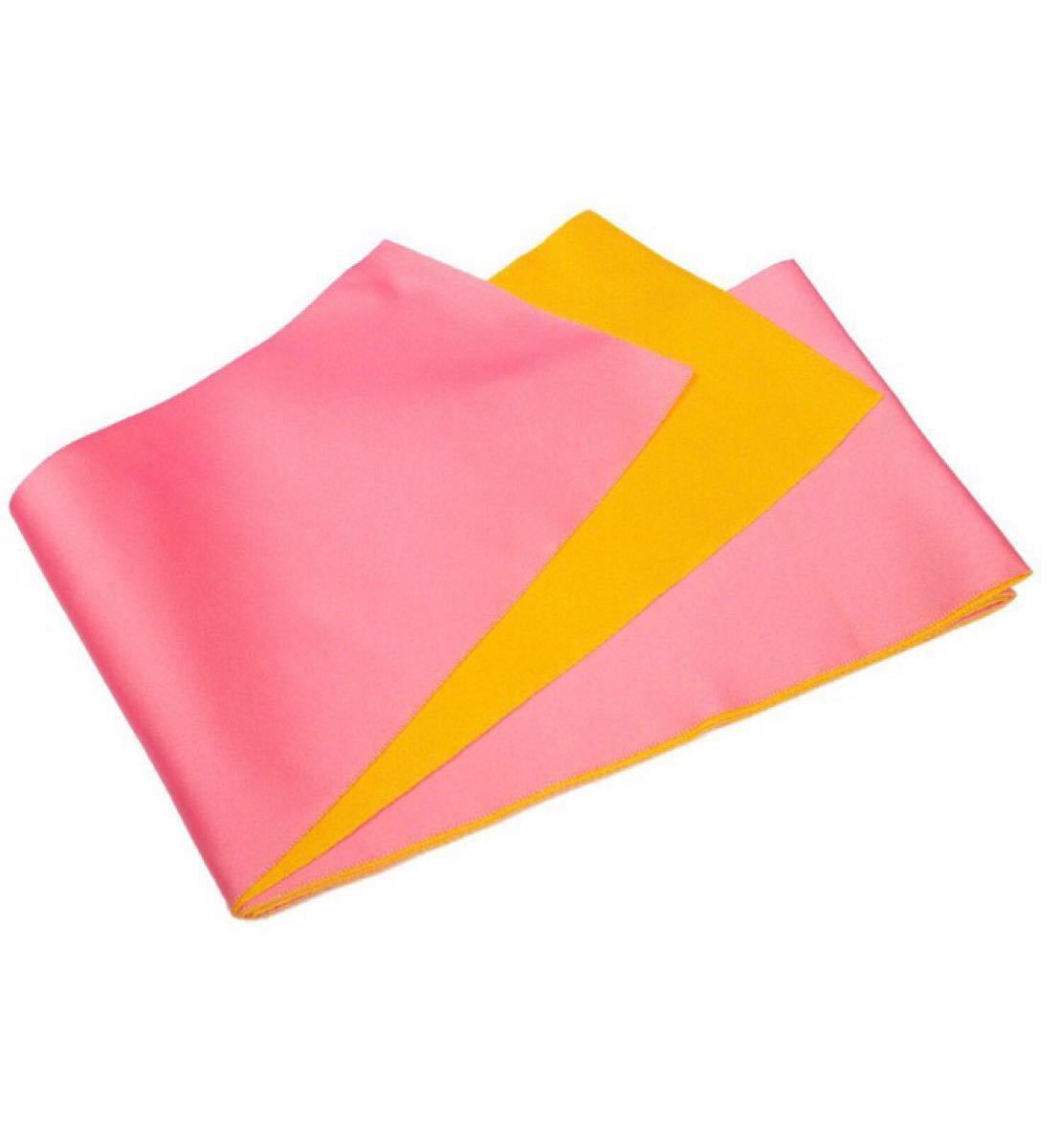 新品【ピンク×黄】浴衣帯　袴帯 帯 半幅帯 リバーシブル 無地 袴下帯