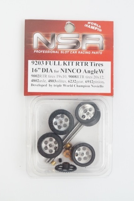  new goods NSR 1/32 FULL KIT RTR Tires 16 DIA for NINCO AngleW angle Winder gear tire aluminium wheel 9203 slot car 