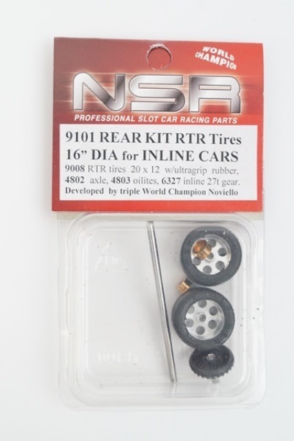  new goods NSR 1/32 REAR KIT RTR Tires 16 DIA for INLINE CARS in line gear tire aluminium wheel 9101 slot car 