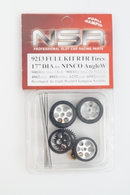  new goods NSR 1/32 FULL KIT RTR Tires 17 DIA for NINCO ANGLEW angle Winder gear tire aluminium wheel 9213 slot car 