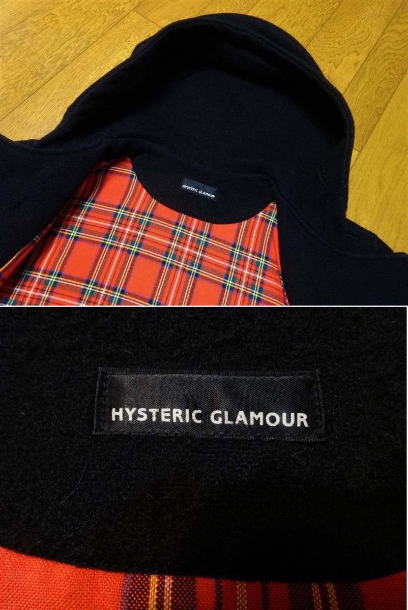 送料込 美品★80’s Vintage 初期 ヒステリックグラマー ウール ダッフルコート フリー(L) ★HYSTERIC GLAMOUR/黒タグ/ヴィンテージ/ヒス_画像4