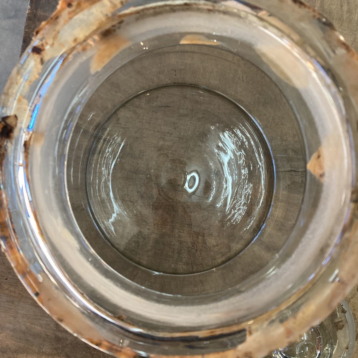 古い 大きい 保存瓶 ゆらゆらガラス アンティーク オブジェ インテリア コレクション 古道具 古民家 引退品 高さ33cm 直径21cm 重さ2.5kg_画像5