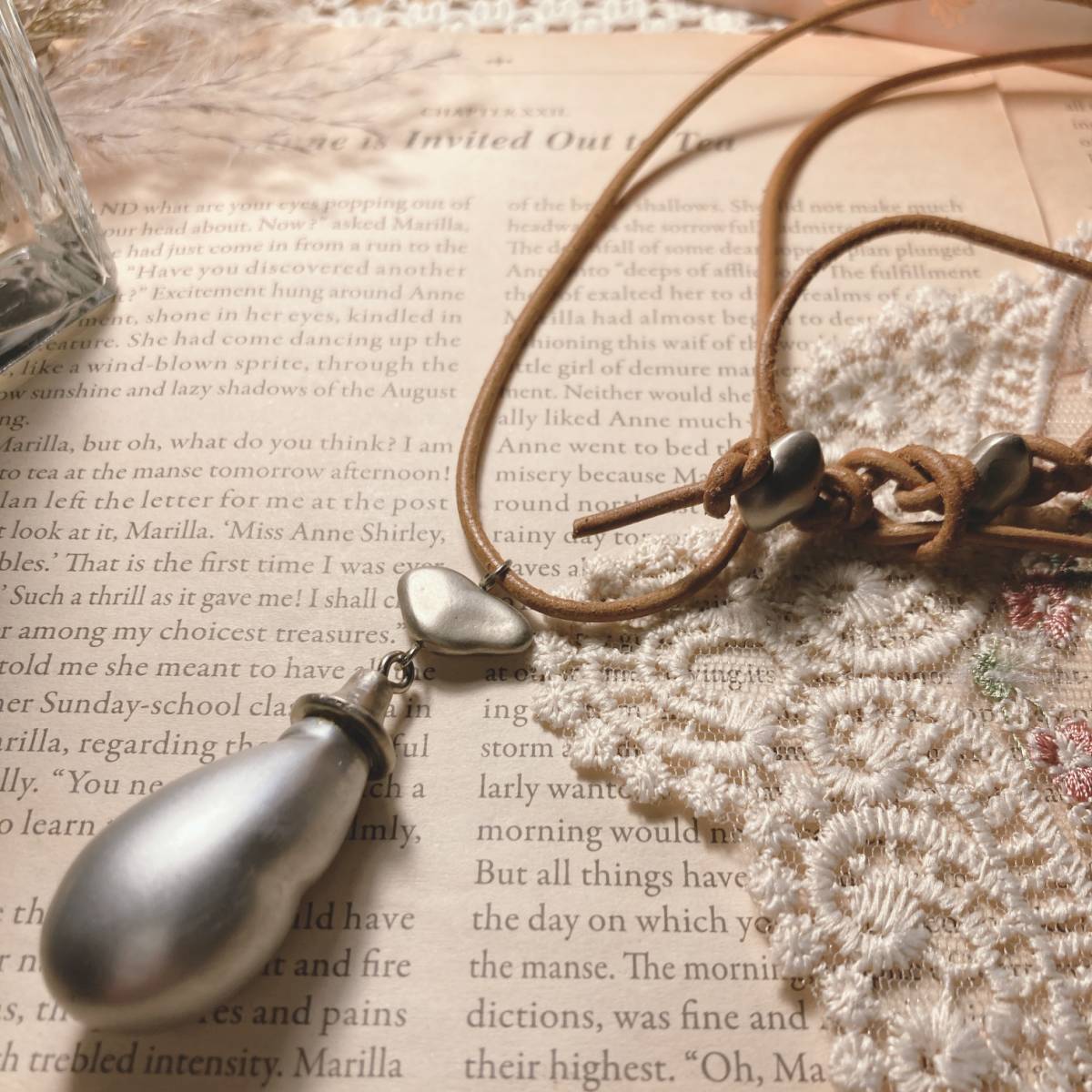シルバー　革ひもネックレス　ブラウン　　ユニセックス　japan Vintage jewelry accessories 0255