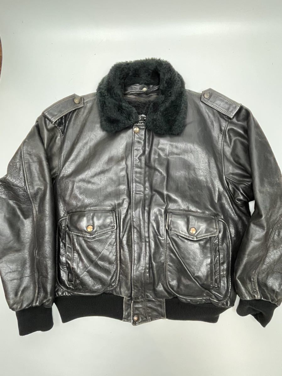 美品 イタリア製 VERA PELLE G-1 フライト レザー ジャケット L Yahoo!オークション - G-1 レザージャケット VERA PELLE