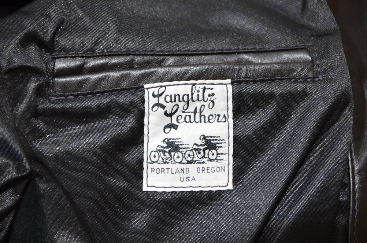 半額 LANGLITZ LEATHERS ラングリッツ レザーズ 1947 Columbia コロンビア レザー ライダース ジャケット 黒 ...