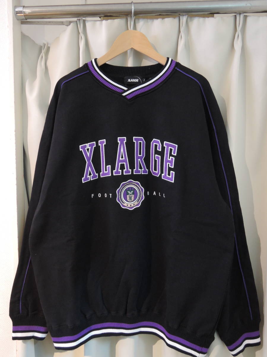 X-LARGE XLARGE XLarge PIPING V NECK SWEAT black L size popular commodity repeated price cut!