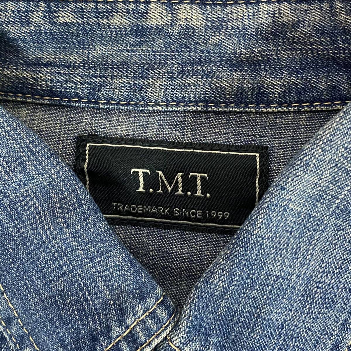 (725) 美品 TMT ステッチ インディゴ デニム ウエスタン シャツ S ティーエムティー INDIGO_画像5