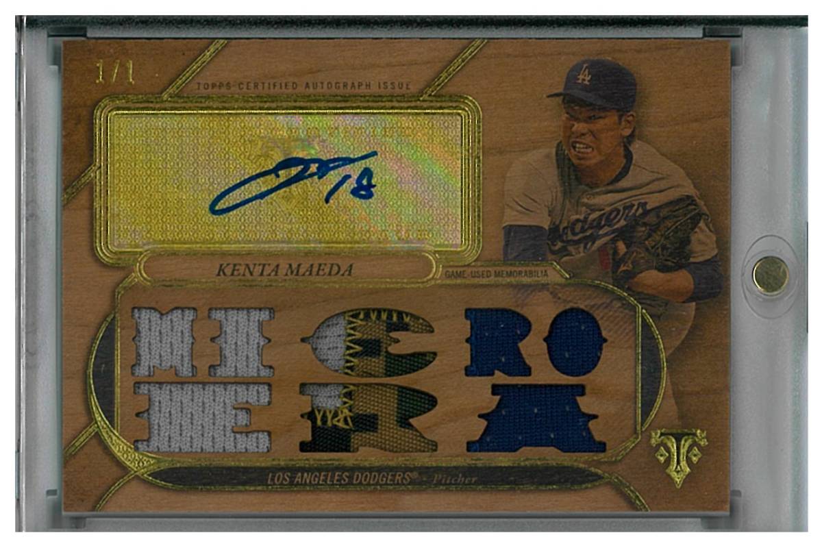 前田健太 2017 TOPPS TRIPLE THREADS WOOD AUTO 1/1 直筆サイン_画像1