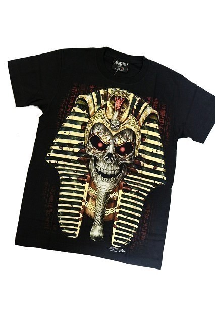 【新品】ドクロ ツタンカーメン 3D Tシャツ 半袖【S】黒◆骸骨 SKULL Tutankhamun ヘビメタ ロック ヒップホップ DJ 男性 女性_画像1