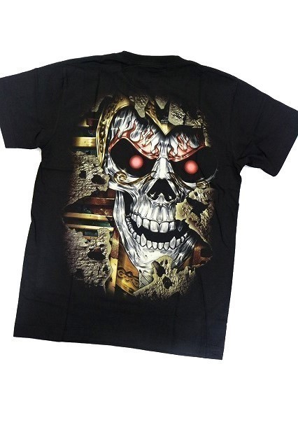 【新品】ドクロ ツタンカーメン 3D Tシャツ 半袖【S】黒◆骸骨 SKULL Tutankhamun ヘビメタ ロック ヒップホップ DJ 男性 女性_画像5