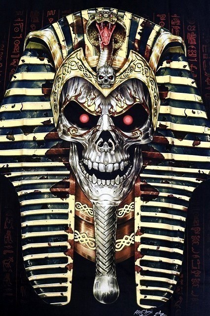 【新品】ドクロ ツタンカーメン 3D Tシャツ 半袖【S】黒◆骸骨 SKULL Tutankhamun ヘビメタ ロック ヒップホップ DJ 男性 女性_画像2