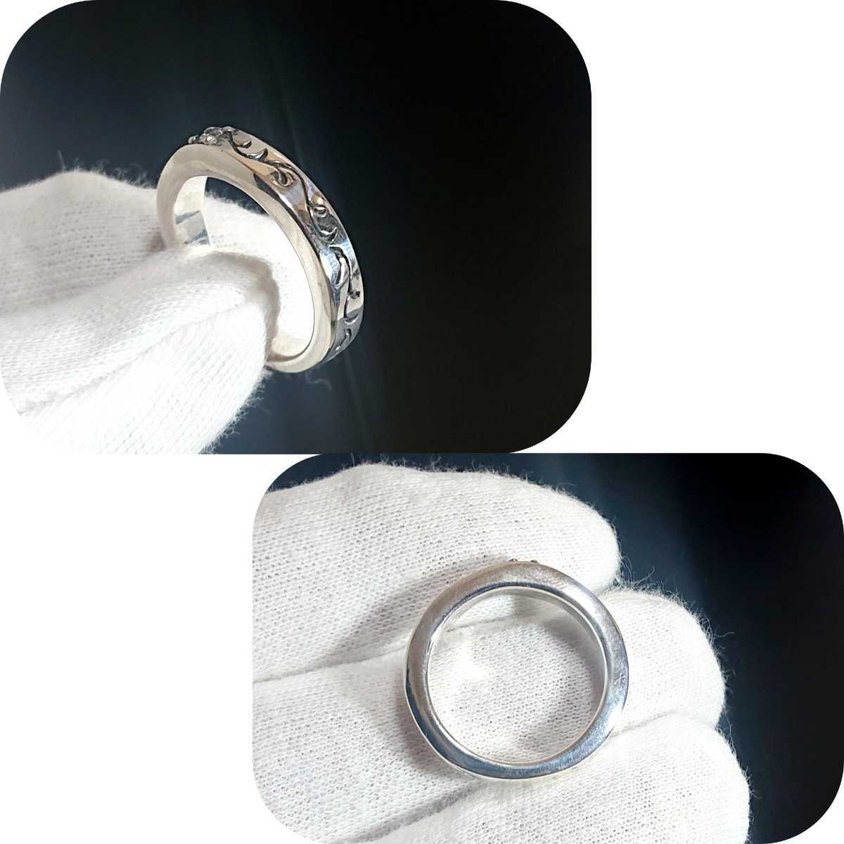 2376 SILVER925 zirconia ala Beth k ring 15 number silver 925 Tang .to rival angle line flat strike . flat board meat thickness .. bead stone unisex stylish 