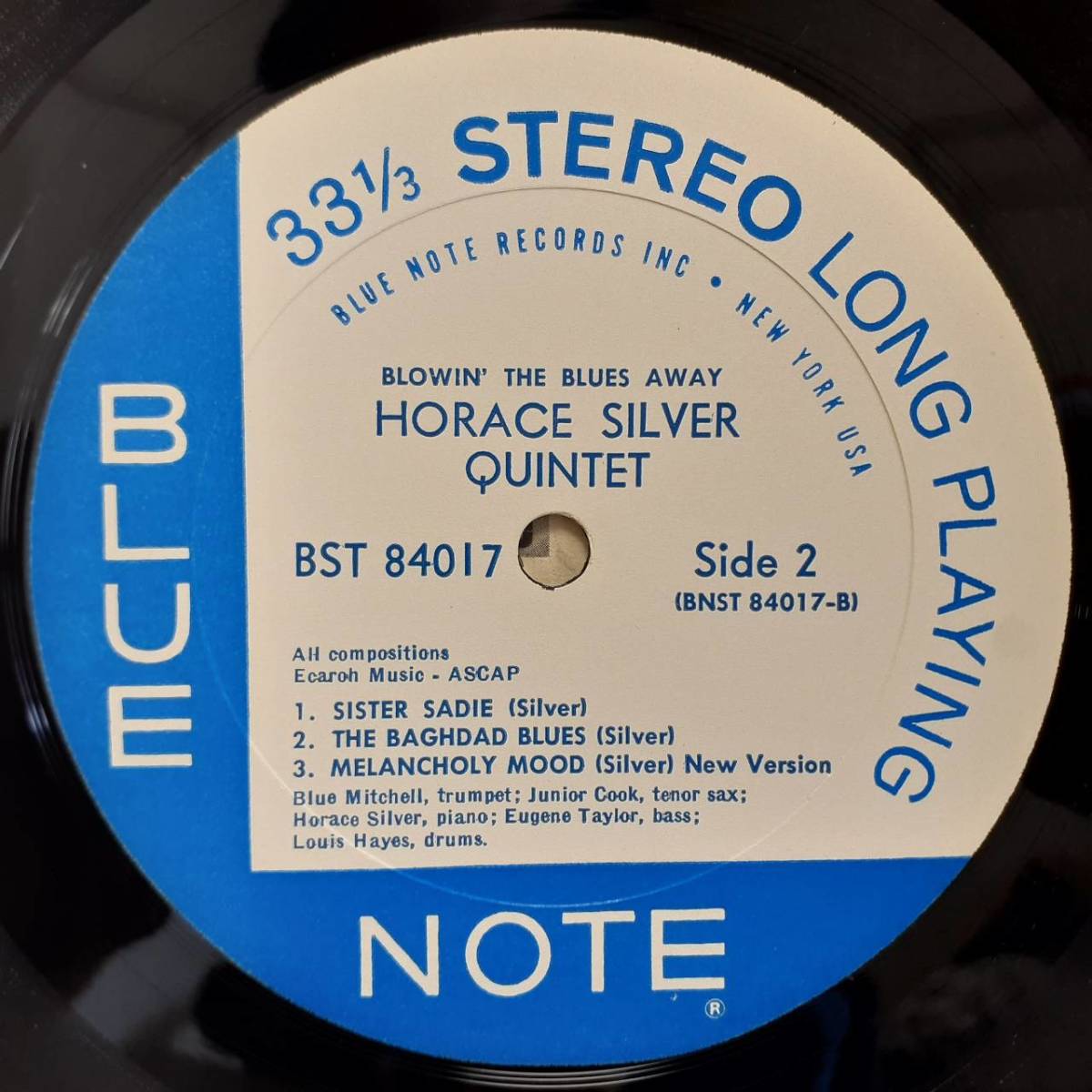 米BLUE NOTEオリジLP！青白ラベル 47WEST 63rd NYC！The Horace Silver Quintet & Trio / Blowin' The Blues Away 59年作 ST-84017 RVG刻印_画像4